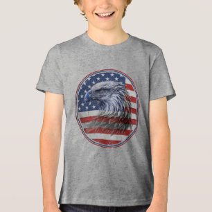 Vintage Amerikaanse vlag met adelaar in distressed Tri-Blend Shirt