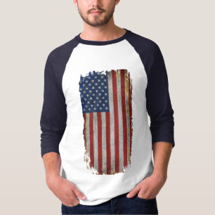 Vintage Amerikaanse vlag met afwerking T-shirt