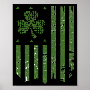 Vintage Amerikaanse vlag met shamrock ontwerp St P Poster