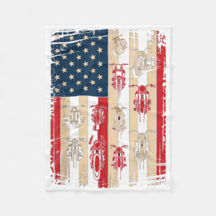 Vintage Amerikaanse Vlag Motorfiets Biker VS 4 jul Fleece Deken