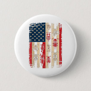 Vintage Amerikaanse Vlag Motorrijder Usa 4 juli Ronde Button 5,7 Cm