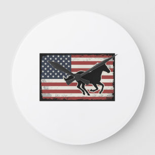 Vintage Amerikaanse Vlag Paard Vector Kunst Design Grote Klok