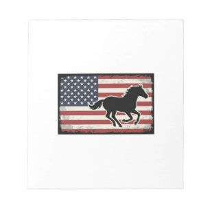 Vintage Amerikaanse Vlag Paard Vector Kunst Design Notitieblok