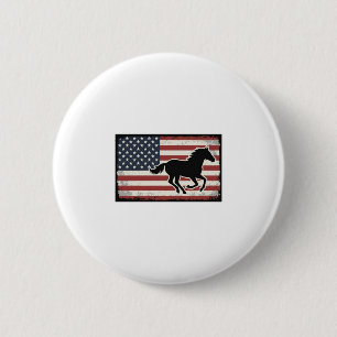 Vintage Amerikaanse Vlag Paard Vector Kunst Design Ronde Button 5,7 Cm