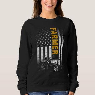 Vintage Amerikaanse vlag Tractor Boer Rancher Boe Trui