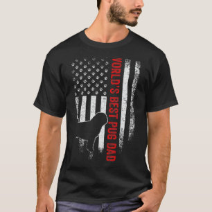 Vintage Amerikaanse Vlag Werelds Beste Pug Pugdog T-shirt