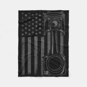 Vintage Amerikaanse Vlag Zuiger Grappige Spierauto Fleece Deken
