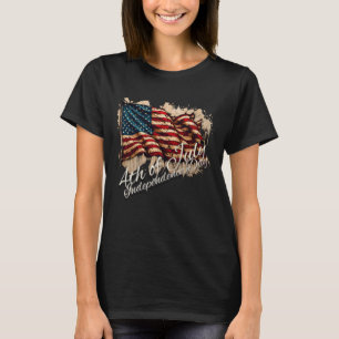 Vintage Amerikaanse vlagkunst voor 4 juli T-shirt