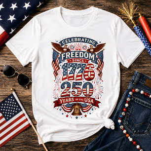 Vintage Amerikaanse Vrijheid 1776 250 Jaar Patriot T-shirt
