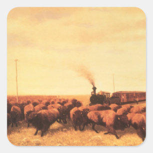 Vintage Amerikaanse West, tegengehouden door NH Tr Vierkante Sticker