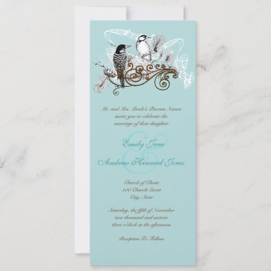 Vintage Amour Pic Faire-part de mariage Oiseaux (Devant)