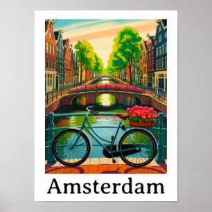 Vintage Amsterdam Holland Grachtenstad Reizen Poster
