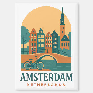 Vintage Amsterdam Magneet - Retro Nederland