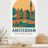 Vintage Amsterdam Netherlands Retro Travel Poster (Cuisine)