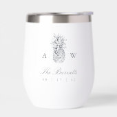 Vintage-ananasbruinmonogram (Links)