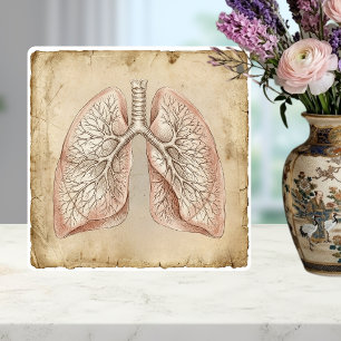 Vintage anatomische longen illustratie schets tegeltje