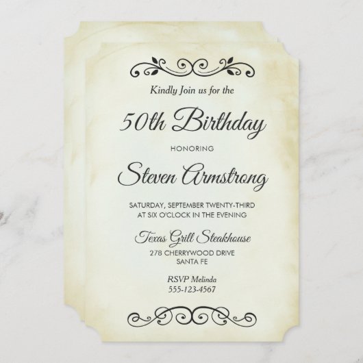 Vintage Ancien style occidental Invitation d'anniv (Devant / Derrière)