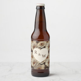 Vintage Anemones Themed Destination Wedding Bier Etiket