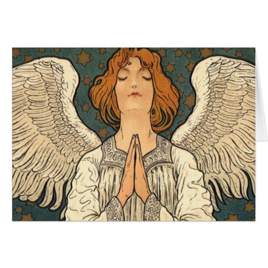 Vintage ange religieux priant avec des étoiles d'o (Devant horizontal)