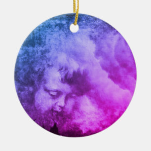 Vintage Angel & Stormy Heaven Sky (Kerstmis) Keramisch Ornament