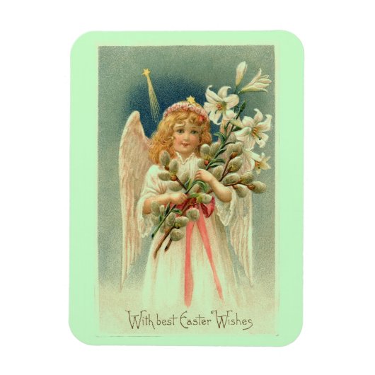 Vintage Angel With Lilies Easter Magneet (Verticaal)