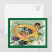 Vintage Angels Bringing Luck Birthday Briefkaart (Voorkant / Achterkant)