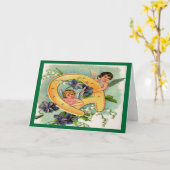 Vintage Angels Bringing Luck Birthday Kaart (Gele Bloem)