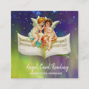 * Vintage Angels Cherub Fairy Antiek blad Music Vierkante Visitekaartje