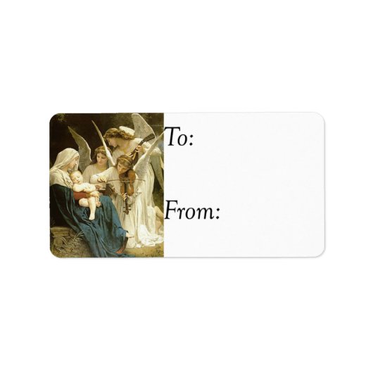 Vintage Angels Serenading Mary Gift Label (Voorkant)