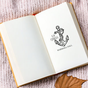 Vintage Anker Ex Libris Bibliotheek Rubberstempel