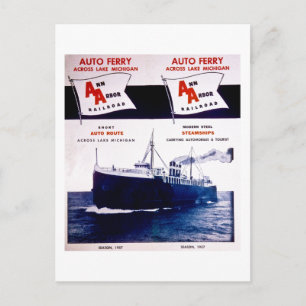 Vintage Ann Arbor Railroad Car Ferry Lake Michigan Briefkaart