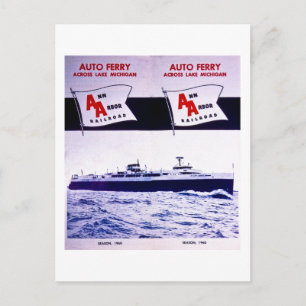 Vintage Ann Arbor Railroad Car Ferry Lake Michigan Briefkaart