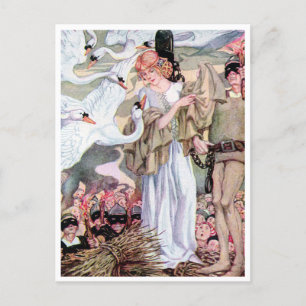 Vintage Anne Anderson Zwanenprinses Briefkaart