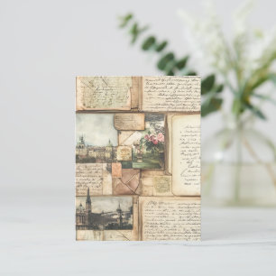 Vintage ansichtkaartcollage met Europese brieven Briefkaart