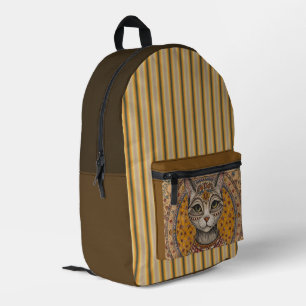 Vintage, antieke kat en motiefpatroon gedrukte rug bedrukte rugzak