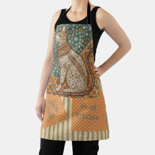 Vintage, Antieke Kat Motief Design Kunst Schort