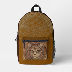 Vintage, antieke kat, Oud-Griekse stijl, oranje Bedrukte Rugzak