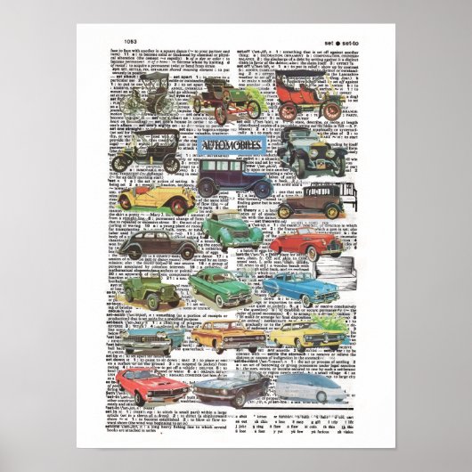 Vintage antique car poster  (Voorkant)