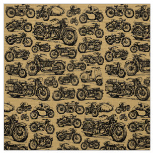 Vintage & Antique Motorfietsen patroon Stof