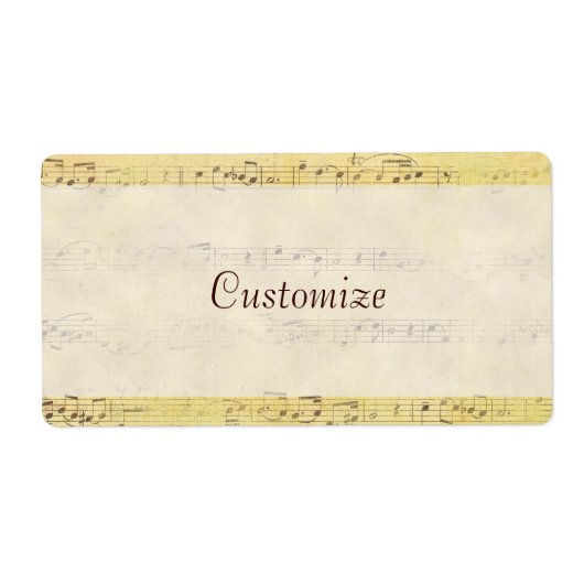 Vintage Antique Musical Notes Étiquettes personnal (Devant)