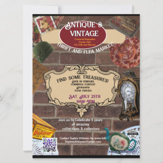 Vintage & Antiquiteiten Markt en Event Flyer Save The Date