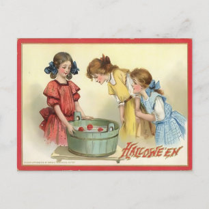 Vintage Apple Bobbing Halloween Briefkaart