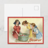 Vintage Apple Bobbing Halloween Briefkaart (Voorkant / Achterkant)