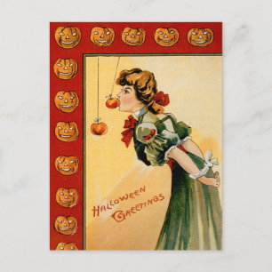 Vintage Apple Bobbing Halloween Briefkaart