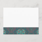 Vintage Aqua op grijze bruiloft uitnodiging (Achterkant)