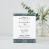 Vintage Aqua op grijze bruiloft uitnodiging (Staand voorkant)