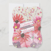 Vintage aquarelle bébé fille douche Invitations (Dos)