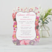 Vintage aquarelle bébé fille douche Invitations (Debout devant)