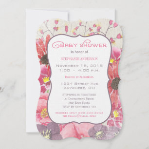 Vintage aquarelle bébé fille douche Invitations