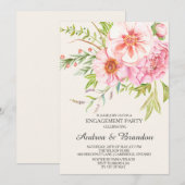 Vintage Aquarelle Peonies Invitation Fiançailles (Devant / Derrière)